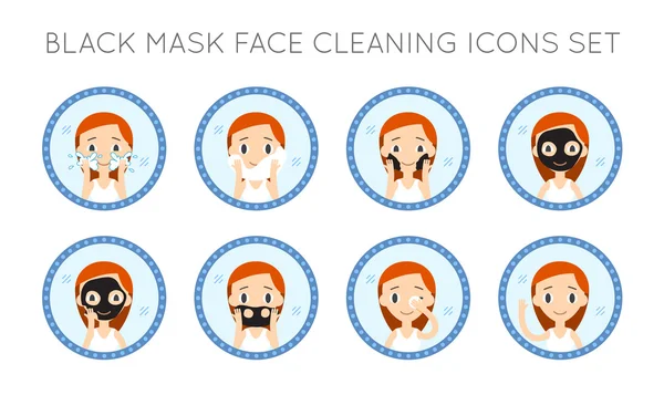 Vector Face Cleaning And Care Actions Set — Stock vektor