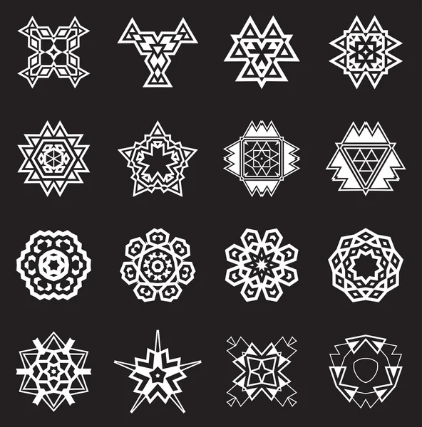 Conjunto de vectores fractales étnicos de mandala — Vector de stock