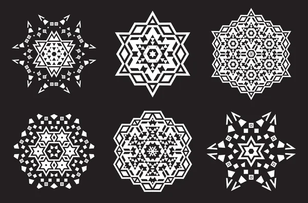 Conjunto de vectores fractales étnicos de mandala — Vector de stock