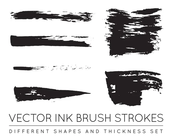 Set of Vector Pen Ink Brush Strokes — Stock vektor