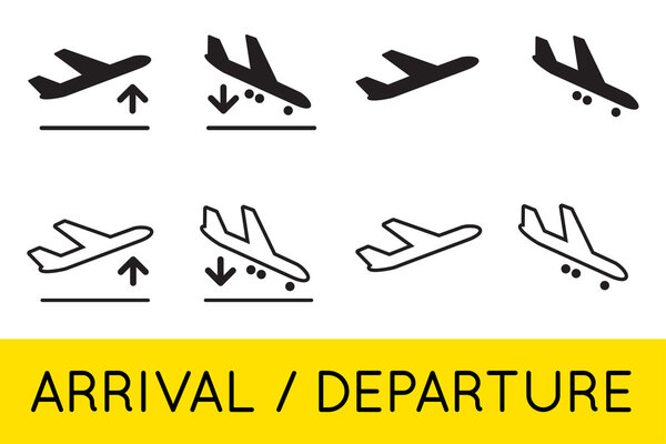 Aircraft or Airplane Icons Set Collection 