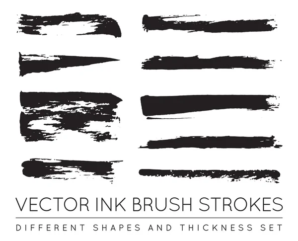 Set of Vector Pen Ink Brush Strokes — Stock vektor