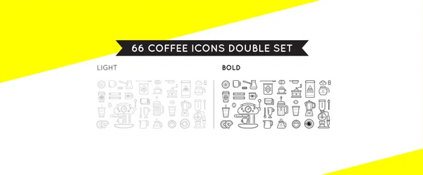 Set de finos y audaces elementos de café vectorial y accesorios de café — Vector de stock