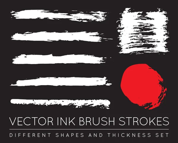 Set of Vector Pen Ink Brush Strokes — Stock vektor
