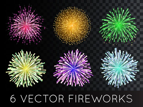 Conjunto de fogos de artifício vetorial —  Vetores de Stock