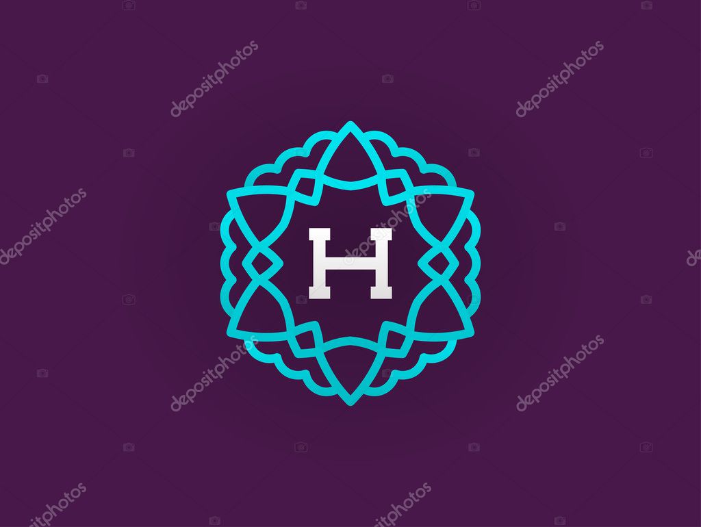 Monogram Design Template with Letter in Vector. Premium Elegant Quality Turquoise on Violet with White Letter.