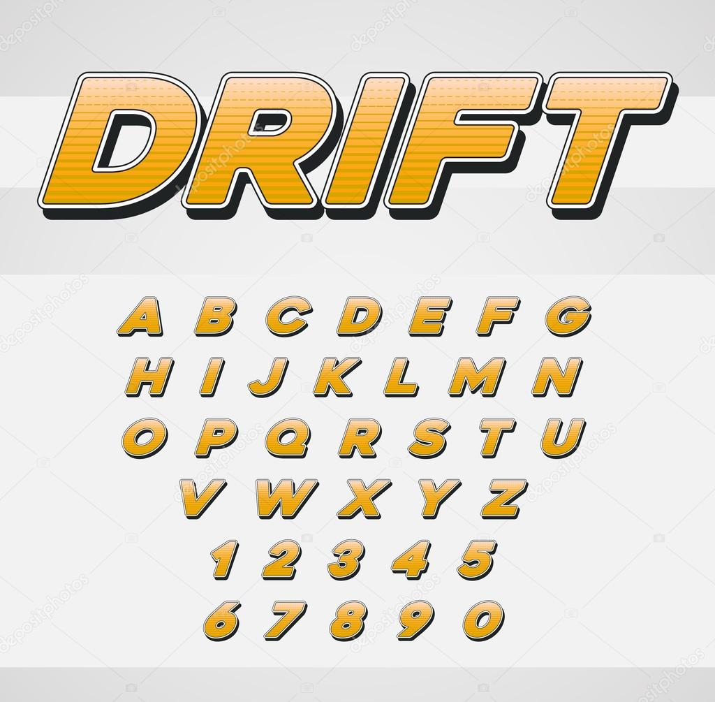 Vector Speed Racing Sport Italic Font with Letters and Numbers