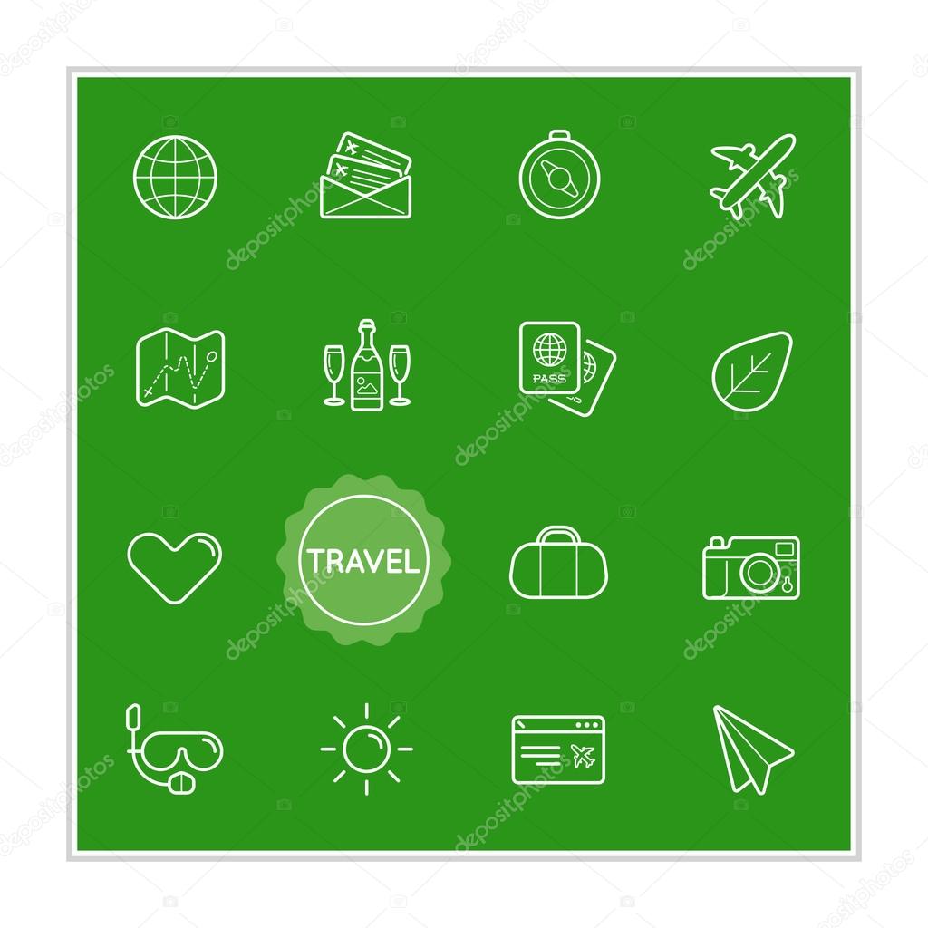 Set of Travel Holiday Vector Illustration Elements 