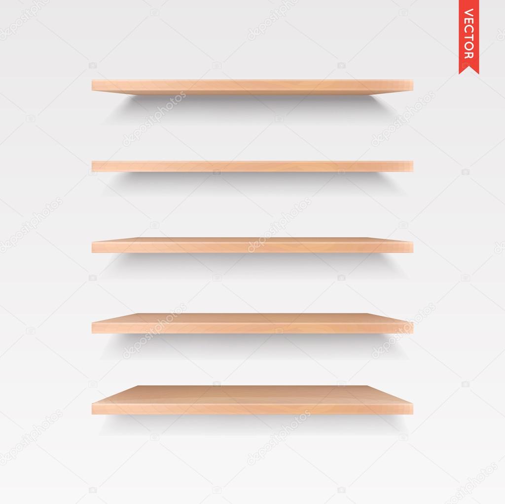 Set of Wood Shelves Vector