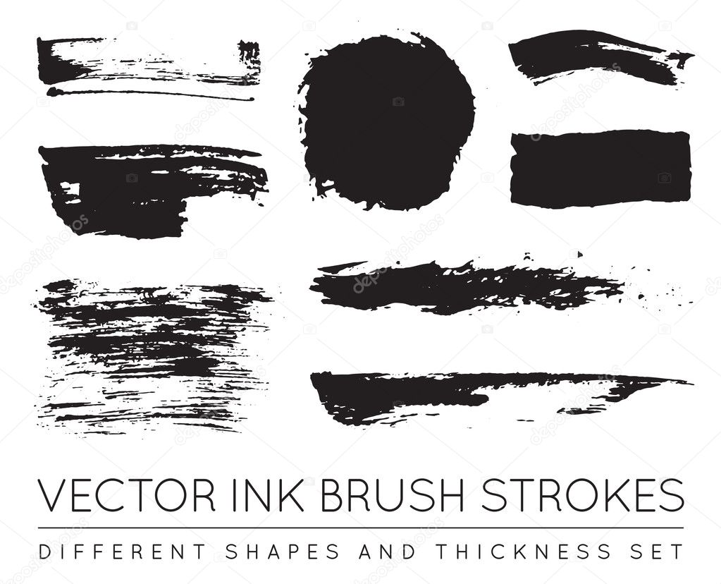Set of Vector Pen Ink Brush Strokes