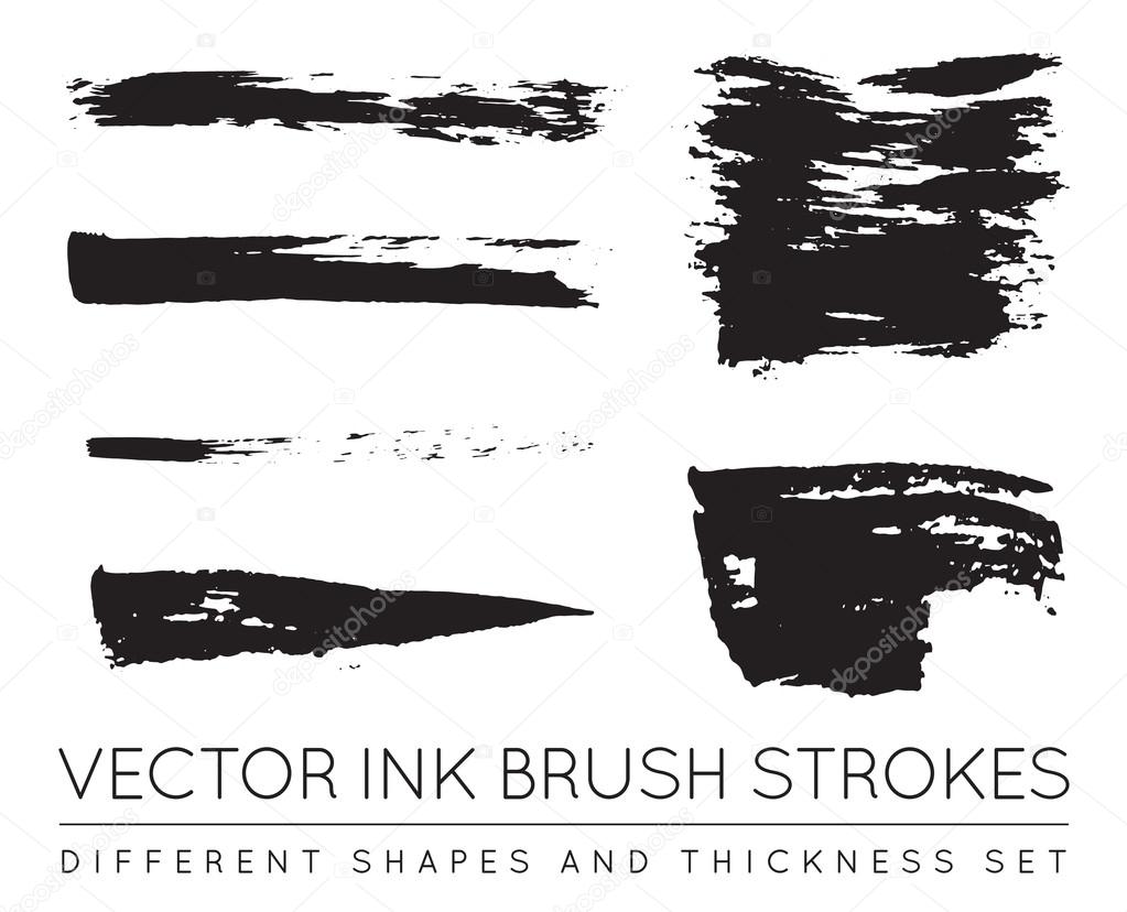 Set of Vector Pen Ink Brush Strokes