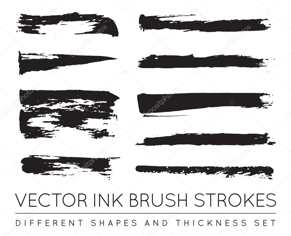 Set of Vector Pen Ink Brush Strokes