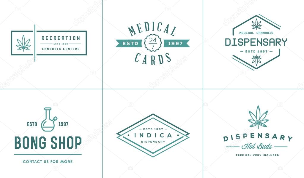 Set of Medical Cannabis Marijuana Sign or Label Template in Vector. Can be used as a Logotype.