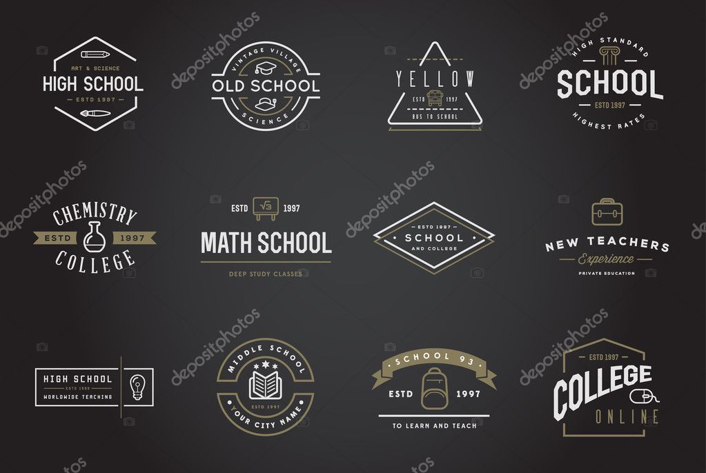 Set of Vector School or College Identity Elements can be used as Logo or Icon in premium quality