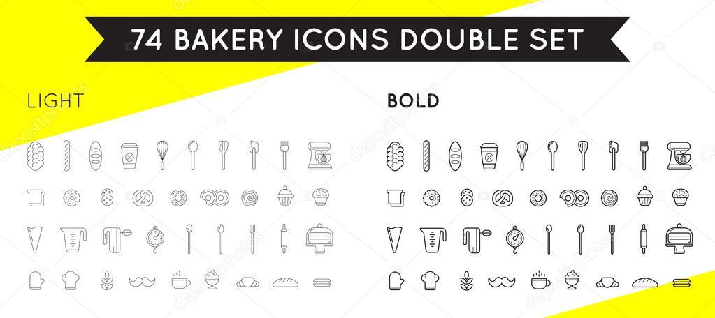 Set of Vector Bakery Pastry Elements 