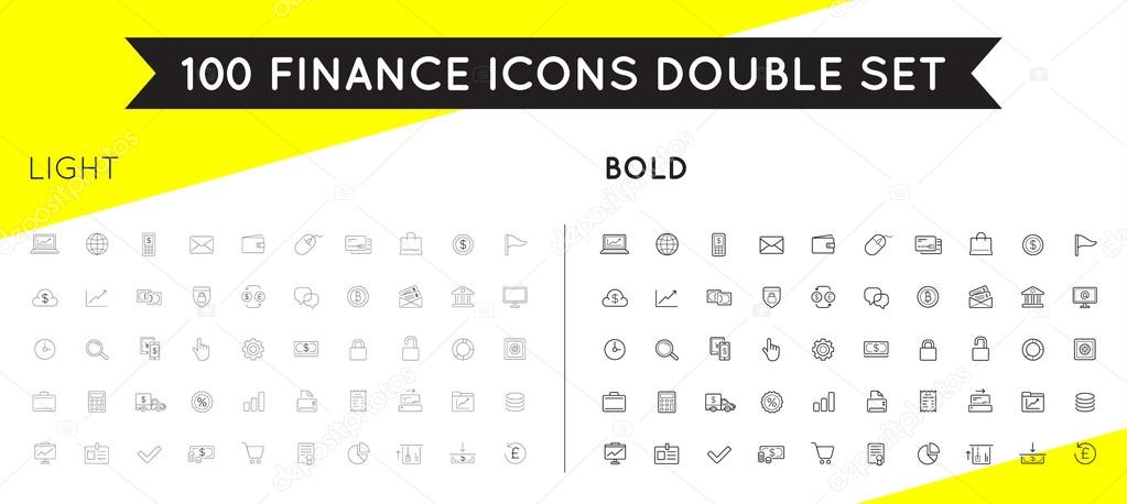 Set of Thin and Bold Vector Finance Money Icons