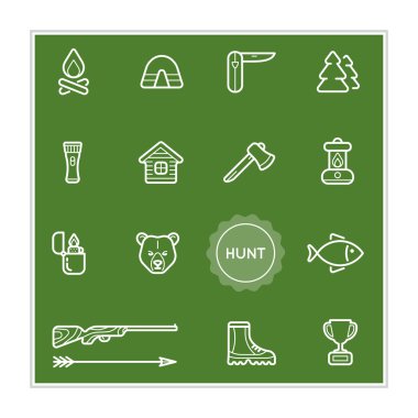 Açık avcılık vektör çizim öğeleri kümesi