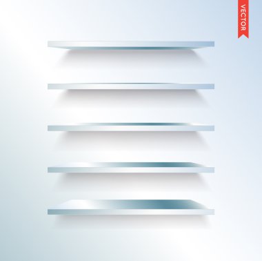 Seti ahşap raflar vektör