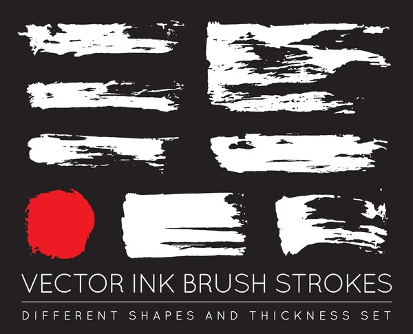 Set of Vector Pen Ink Brush Strokes — Stock Vector