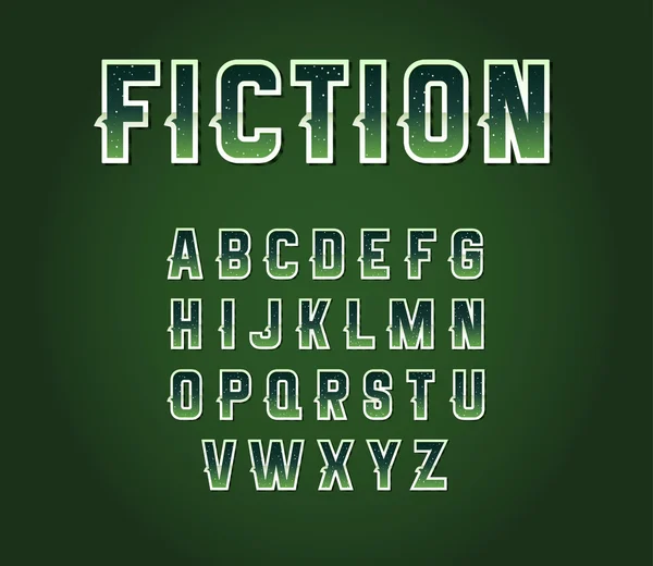 Green 80 's Retro Sci-Fi Font Set — стоковый вектор