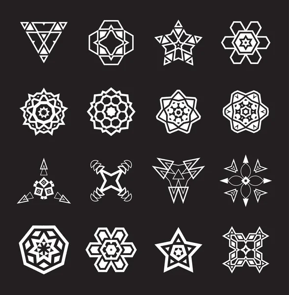 Conjunto de vectores fractales étnicos de mandala — Archivo Imágenes Vectoriales