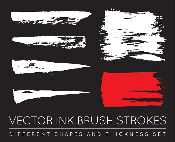 Set of Vector Pen Ink Brush Strokes — Stock Vector