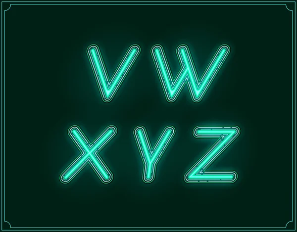 Neon Font Type Alphabet. Glowing — Stock Vector