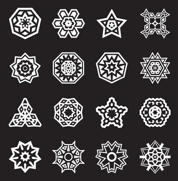 Conjunto de vectores fractales étnicos de mandala — Vector de stock