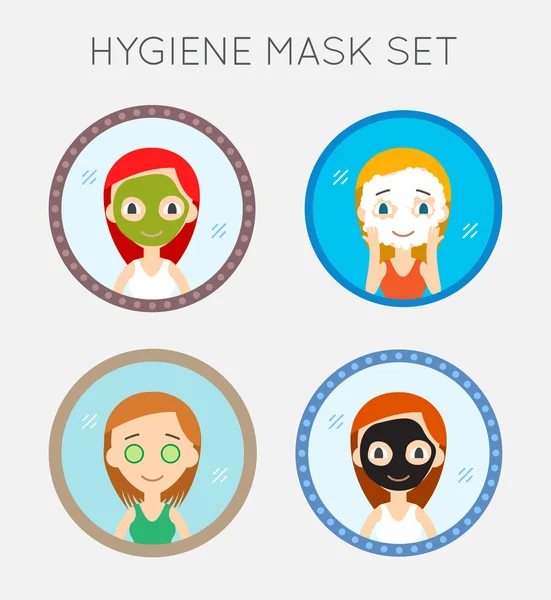 Nettoyage et soins du visage Actions Set — Image vectorielle