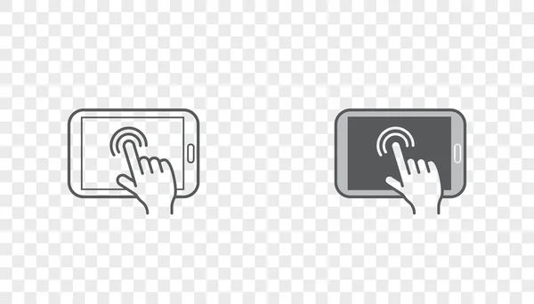 Icons with Hands Holding Smart Device with Gestures — Stock Vector