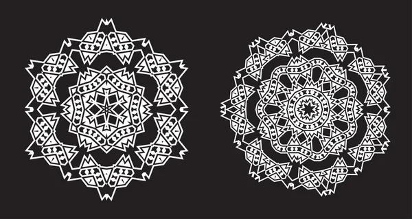 Conjunto de vectores fractales étnicos de mandala — Vector de stock