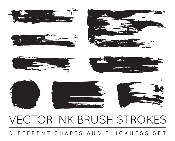 Set of Vector Pen Ink Brush Strokes — Stock vektor