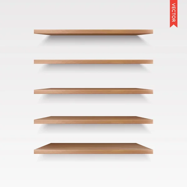 Set of Wood Shelves Vector — Stock Vector