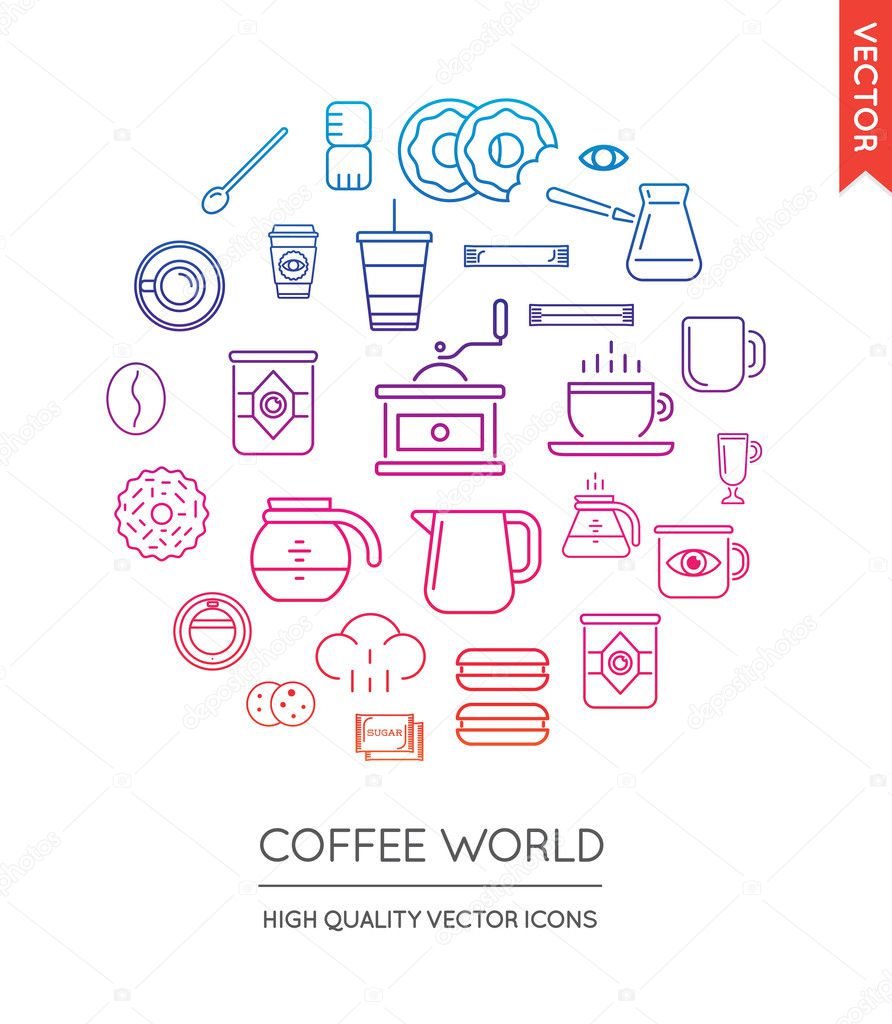Coffee Modern Flat Thin Icons 