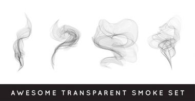 Set of curved transparent smoke clipart