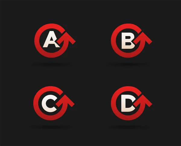 Conjunto de logotipos de flecha de círculo con letras — Vector de stock