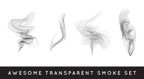 Conjunto de humo transparente curvado — Archivo Imágenes Vectoriales