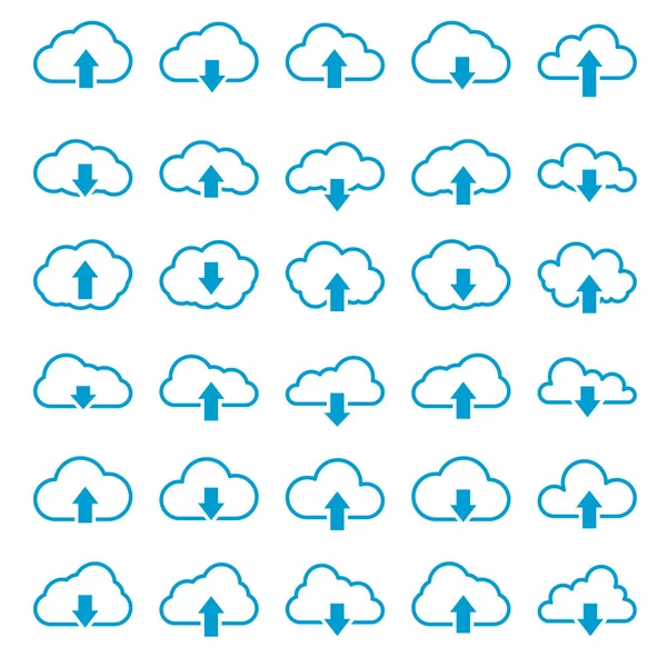 Conjunto de iconos de línea nube — Vector de stock