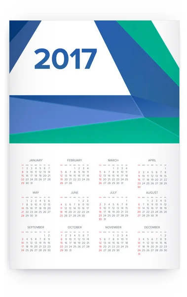 Kalendervorlage 2017 — Stockvektor