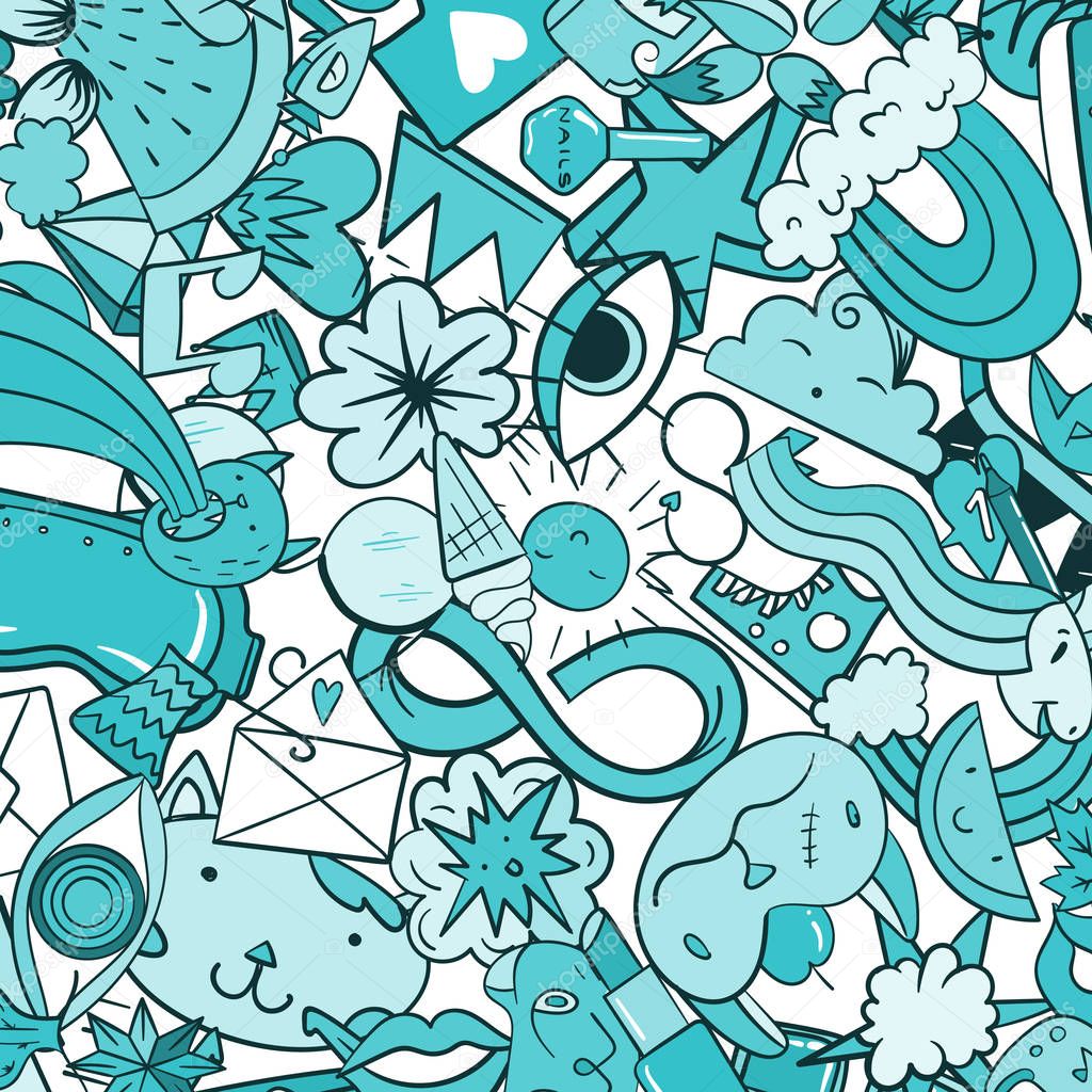 Graffiti pattern with doodle icons