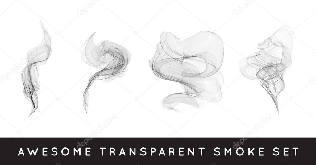 Set of curved transparent smoke