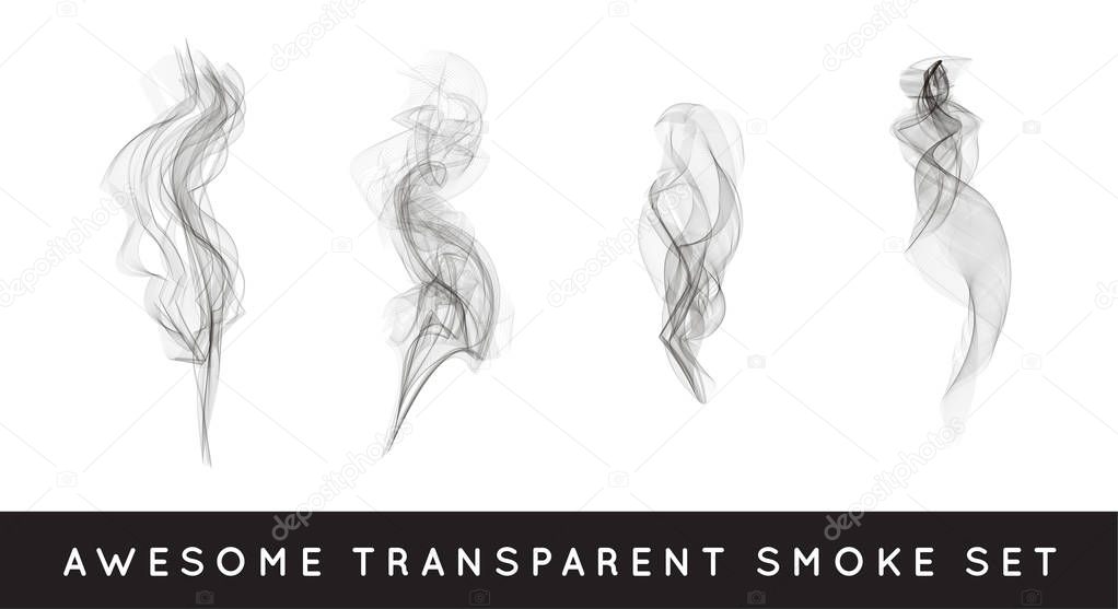 Set of curved transparent smoke