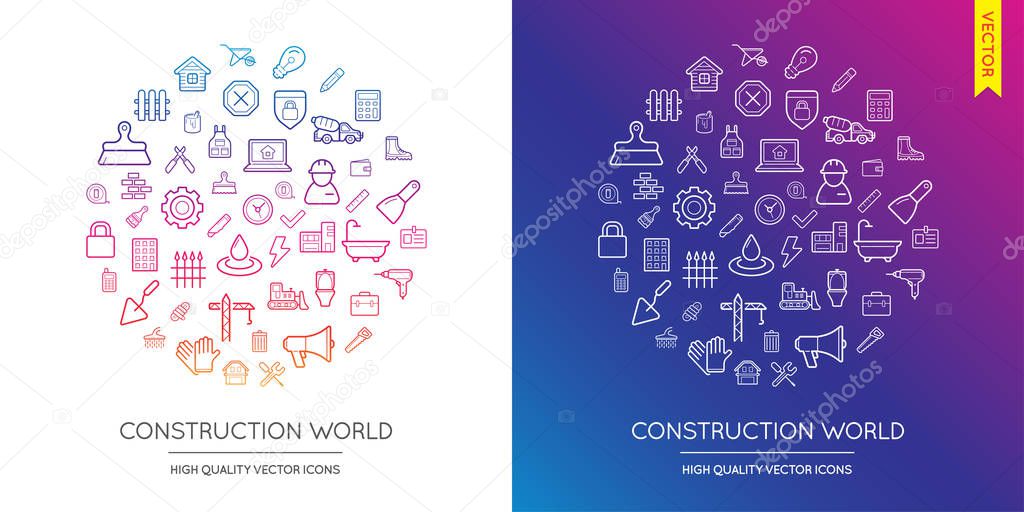 Set of Construction Modern Icons 