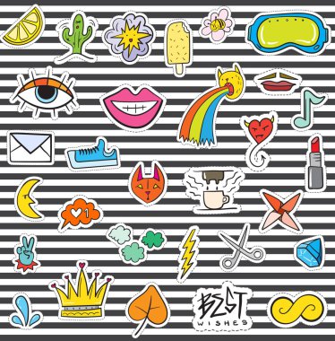 Doodle yamalar öğeleri kümesi