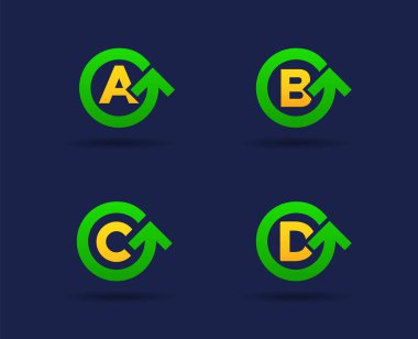 Daire ok logoları kümesiyle harfler