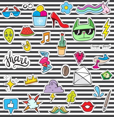 Doodle yamalar öğeleri kümesi