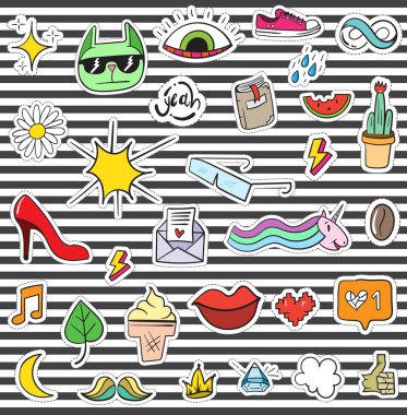 Doodle yamalar öğeleri kümesi