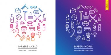 Set of Barber Shop Modern Icons  clipart