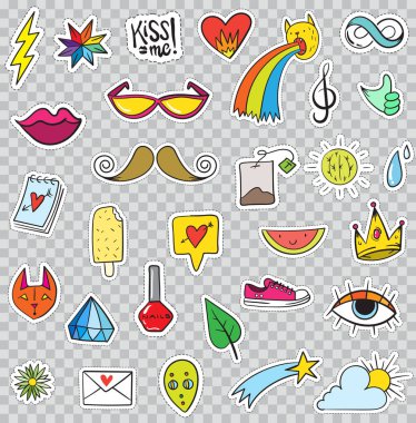 Doodle yamalar öğeleri kümesi