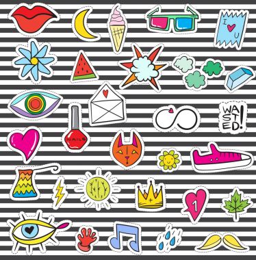 Doodle yamalar öğeleri kümesi